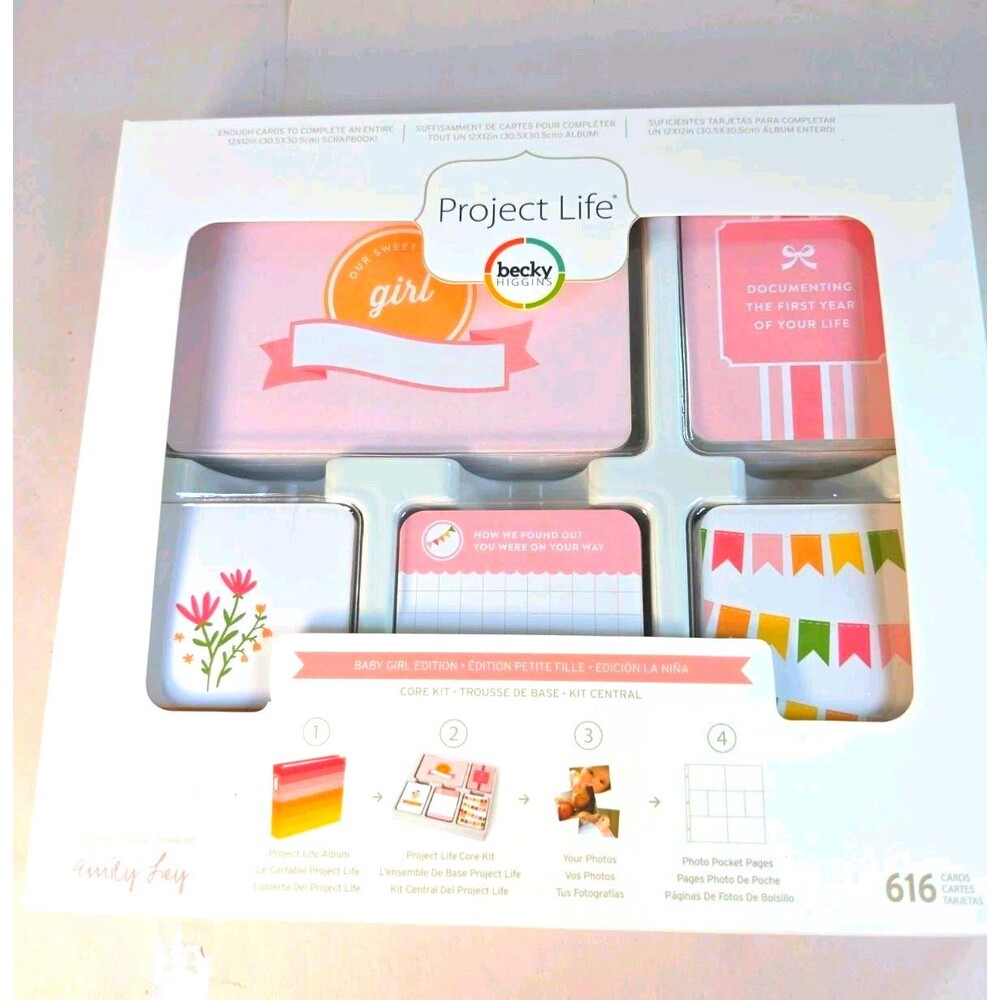 New Sealed Becky Higgins Project Life Baby Girl Edition Core Kit 616 Cards